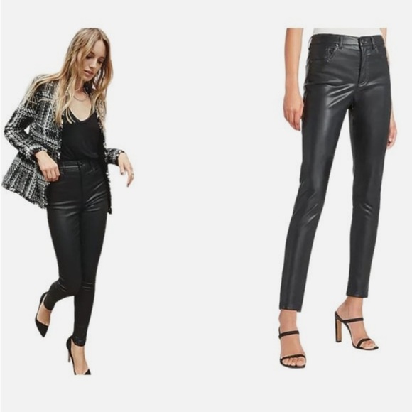Express 90’s High Rise Skinny Vegan Leather Pants in Black Size 4 Regular - Picture 1 of 10